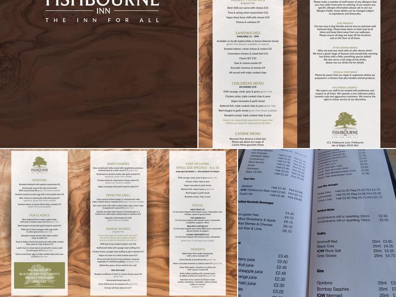 The Fishbourne Menu