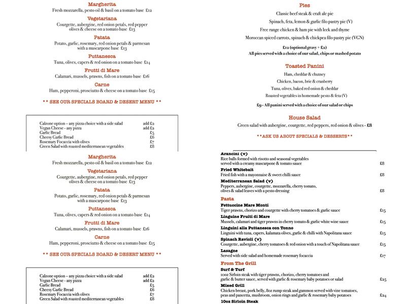 Ffwrn Menu