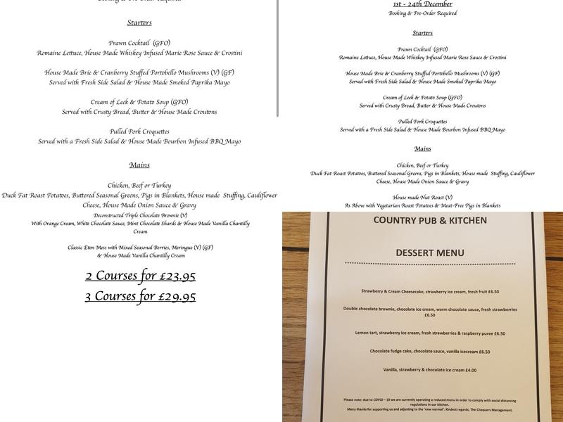 The Chequers Inn Menu