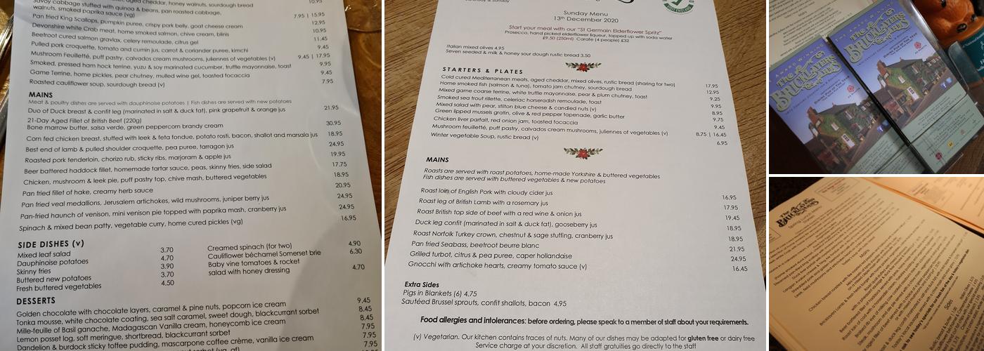 Bricklayers Arms Menu