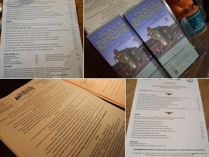 Bricklayers Arms Menu