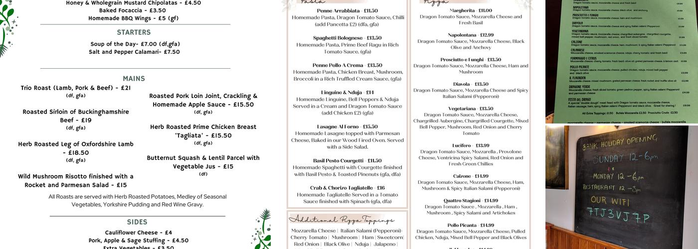 The Green Dragon Menu