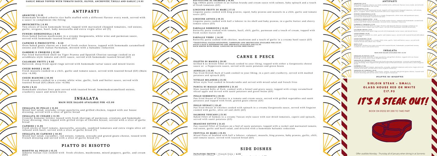 Sorrento Menu