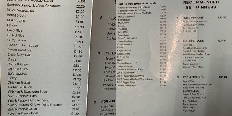 Ming Sing Menu