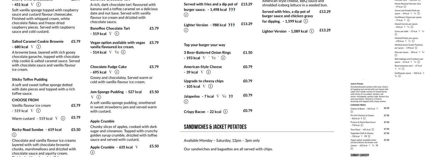Blacksmiths Arms Menu