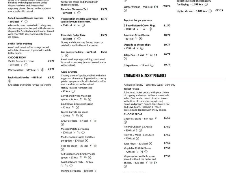 Blacksmiths Arms Menu