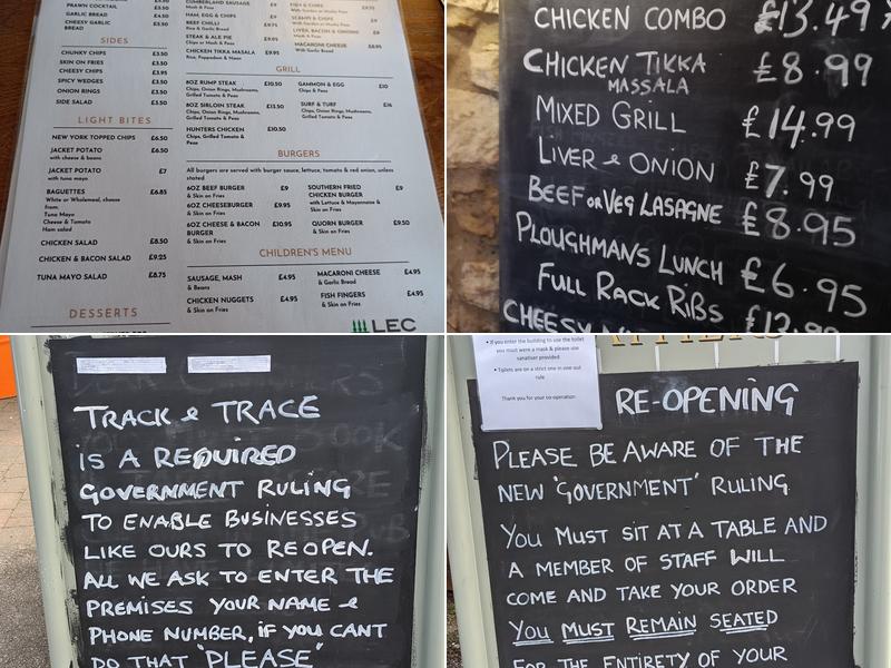 The Plume Of Feathers, Weedon Menu