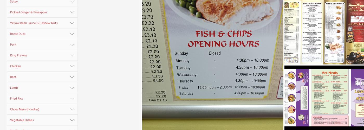 Weedon House Chinese Take Away Menu