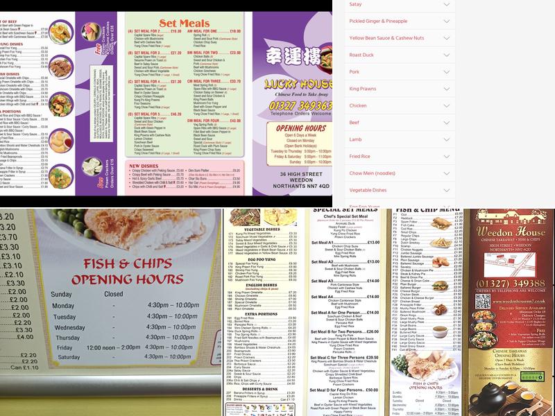Weedon House Chinese Take Away Menu