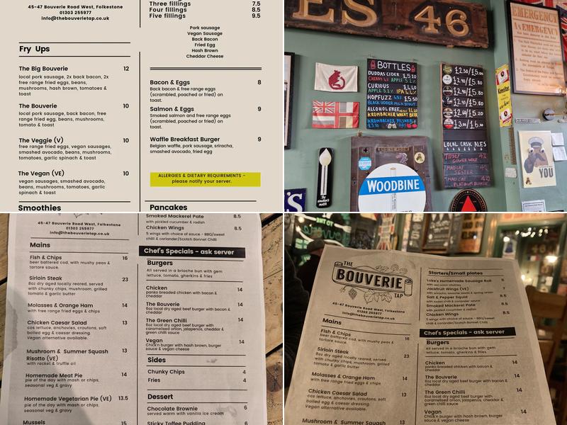 The Bouverie Tap Menu