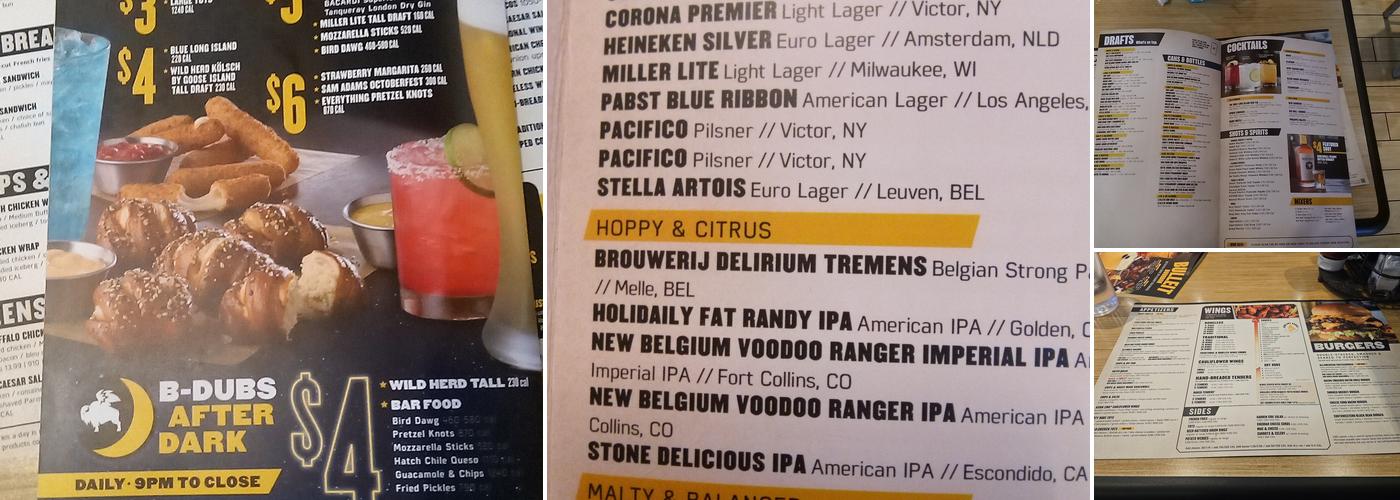 Buffalo Wild Wings Menu
