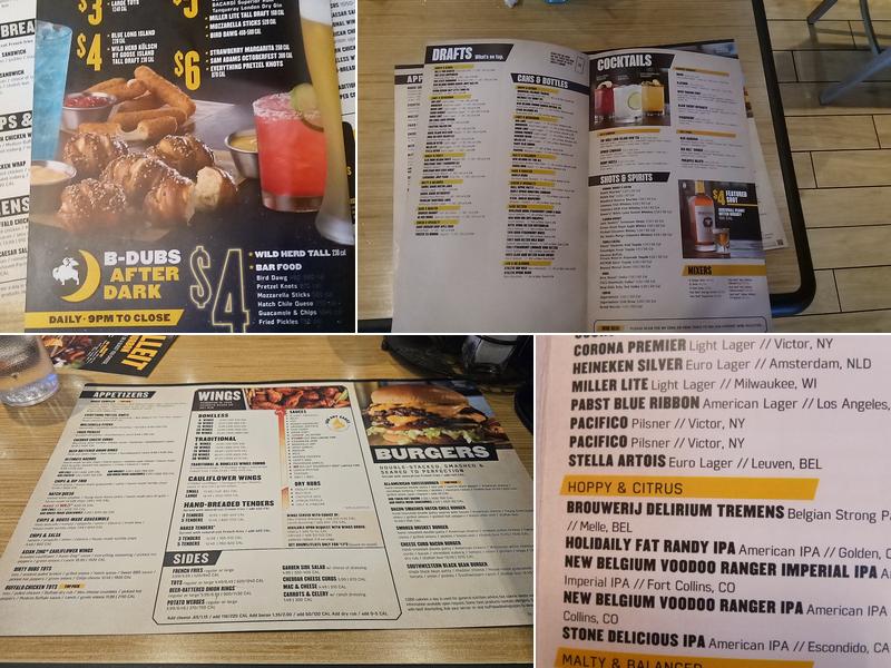 Buffalo Wild Wings Menu