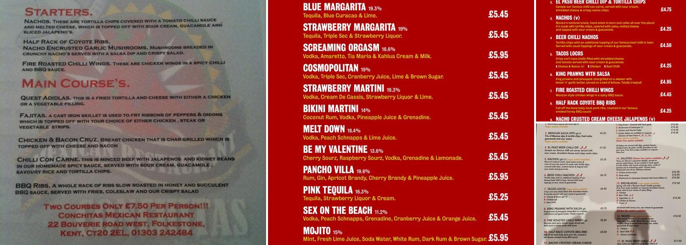 Conchitas Menu