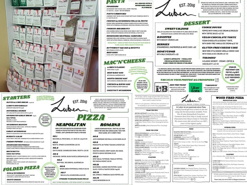 Luben's Pizza Menu