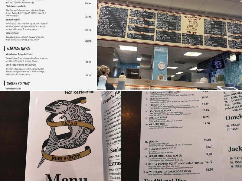 Papa's Fish Restaurant and Takeaway Menu