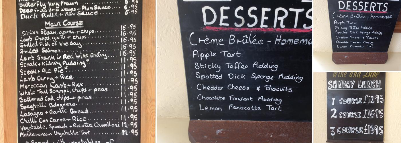 The Earl of Clarendon Menu