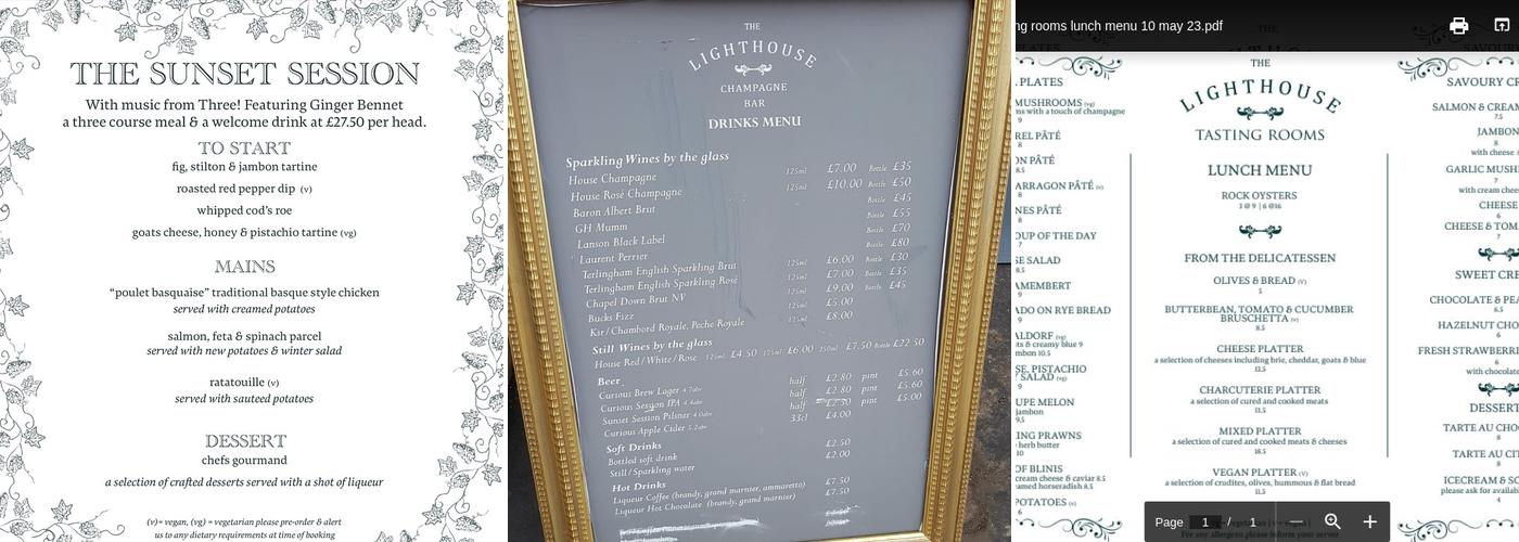 Lighthouse Champagne Bar Menu
