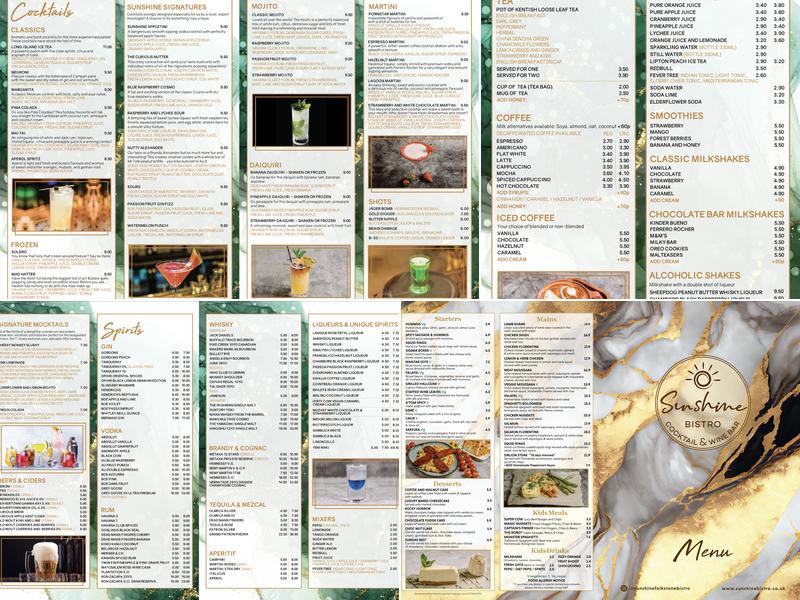 Sunshine Folkestone Bistro Menu