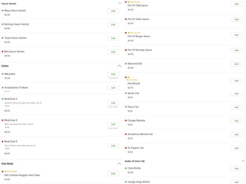 Central Fish Bar Menu