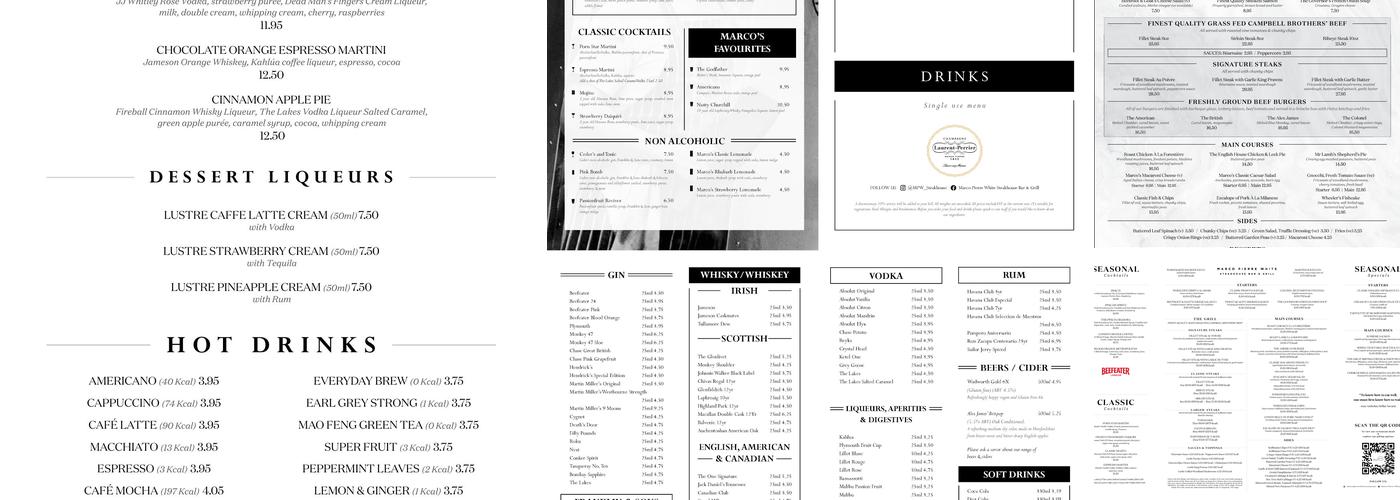 Marco Pierre White Steakhouse Bar & Grill Folkestone Menu