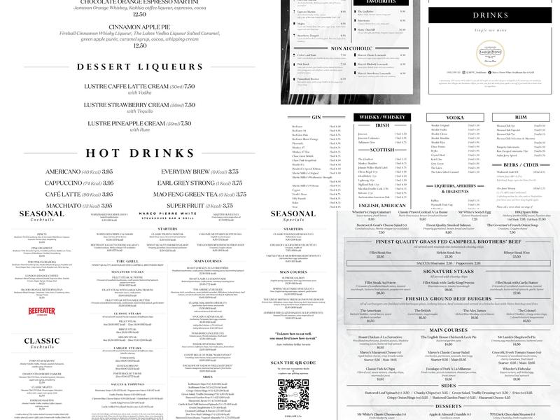 Marco Pierre White Steakhouse Bar & Grill Folkestone Menu