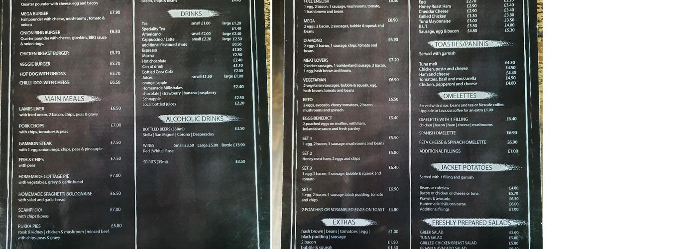 Diamond Cafe Menu
