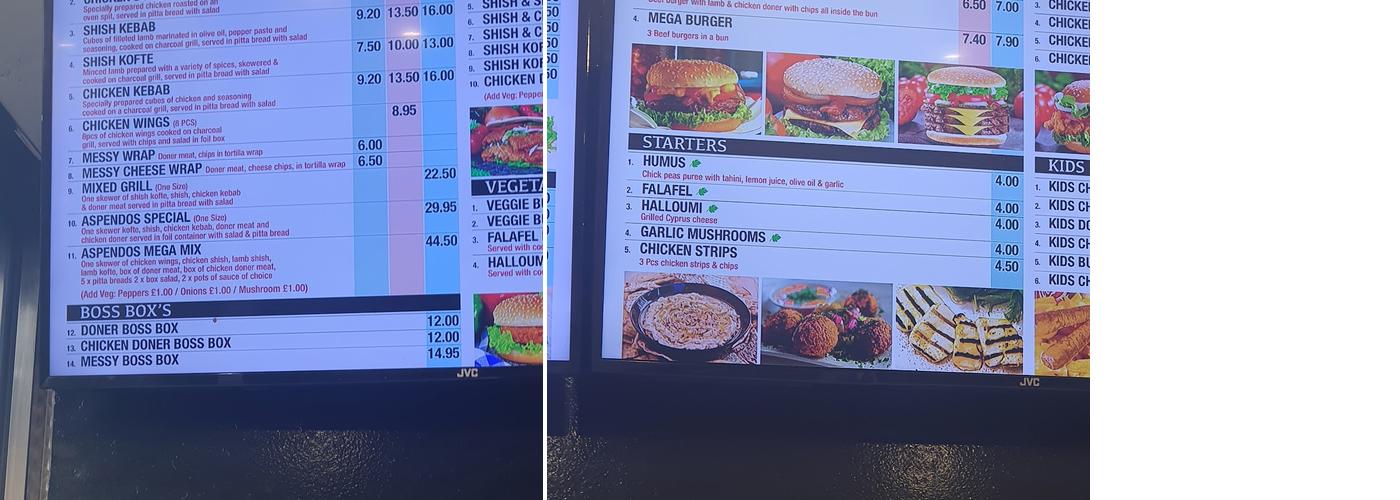 Aspendos (Cheriton) Menu