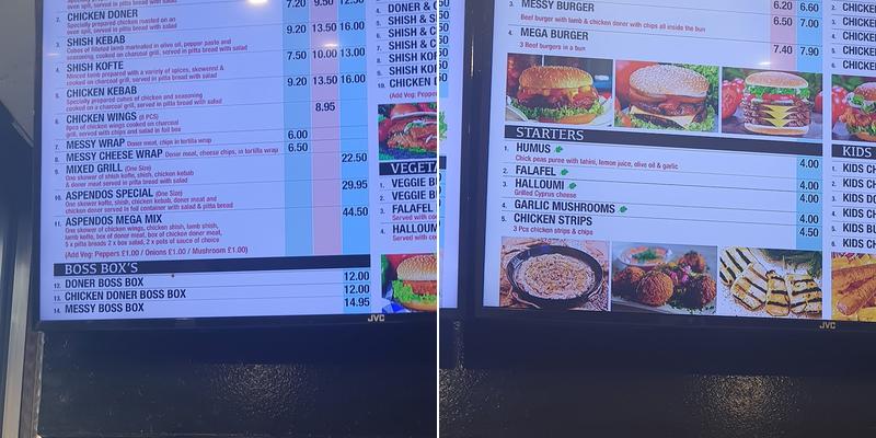 Aspendos (Cheriton) Menu