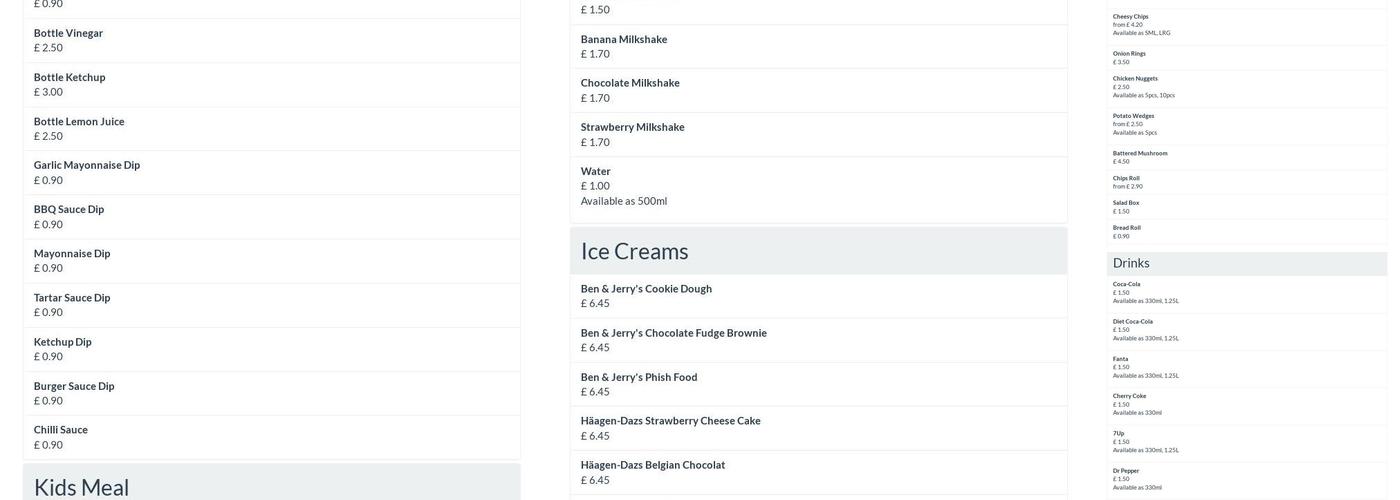 Cheriton Fish Bar Menu