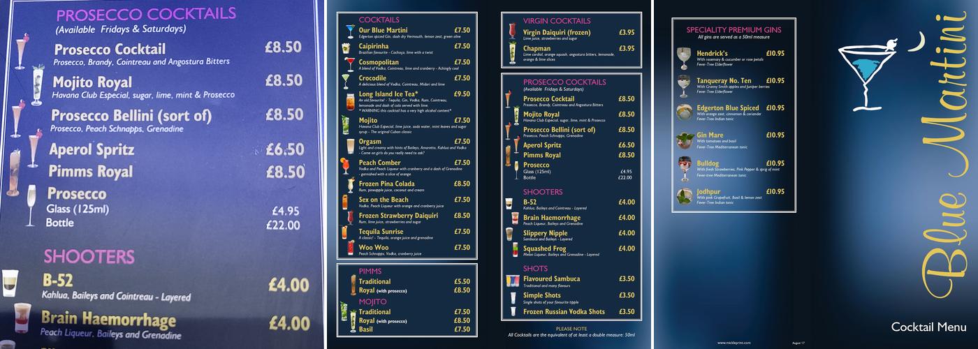 Blue Martini Menu