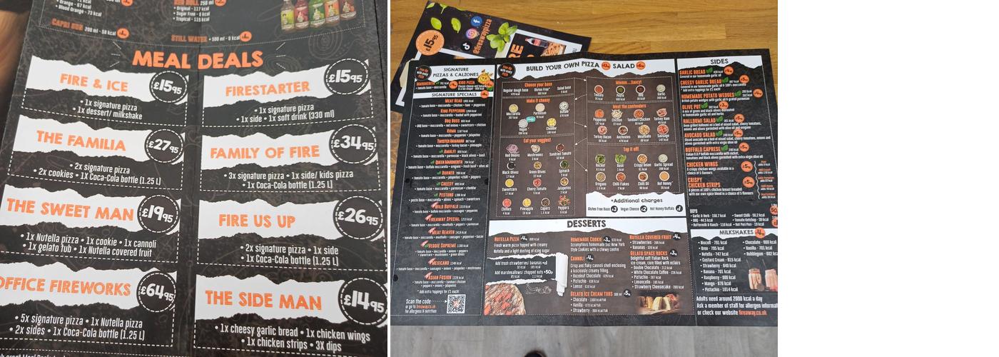 Fireaway Pizza Folkestone Menu
