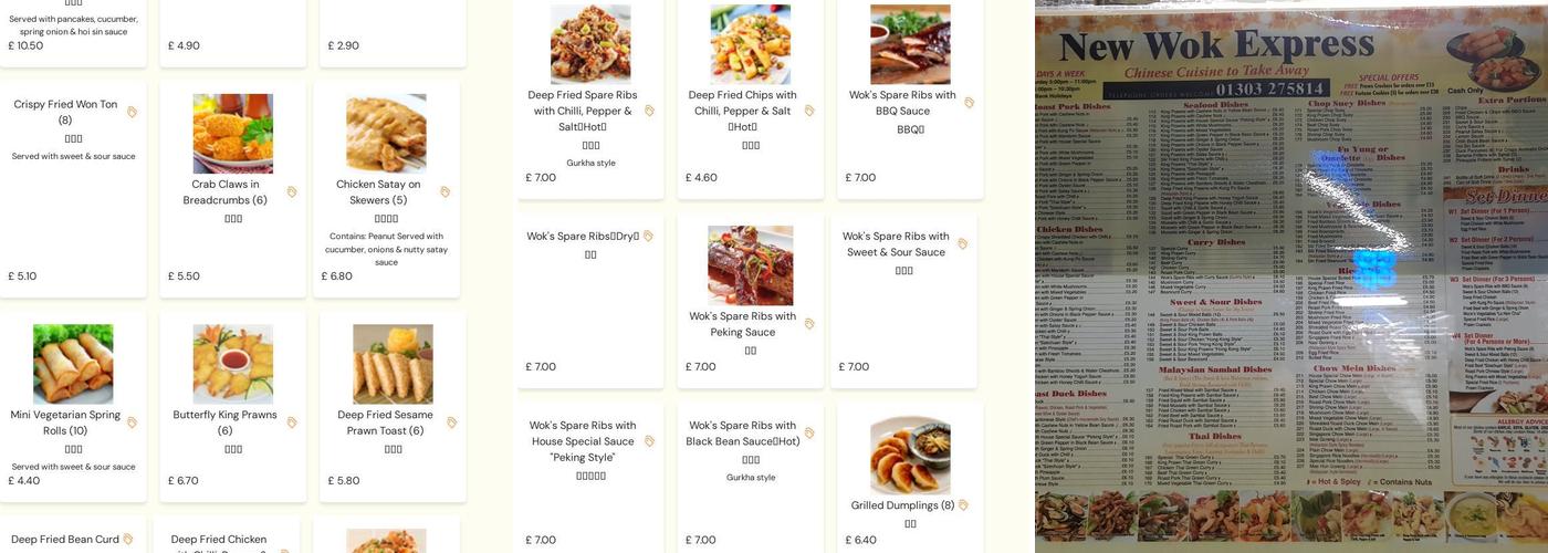 New Wok Express Chinese Cuisine Take Away Menu