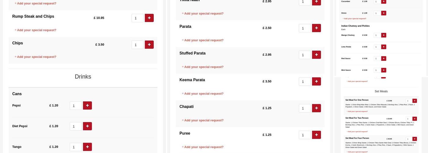 The Prince of India Menu