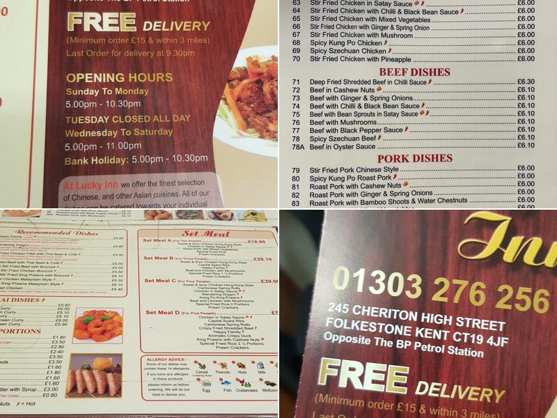 Lucky Inn Chinese Takeaway Menu