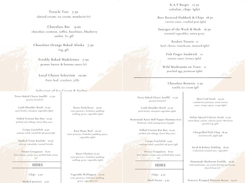 The Rose and Thistle Menu