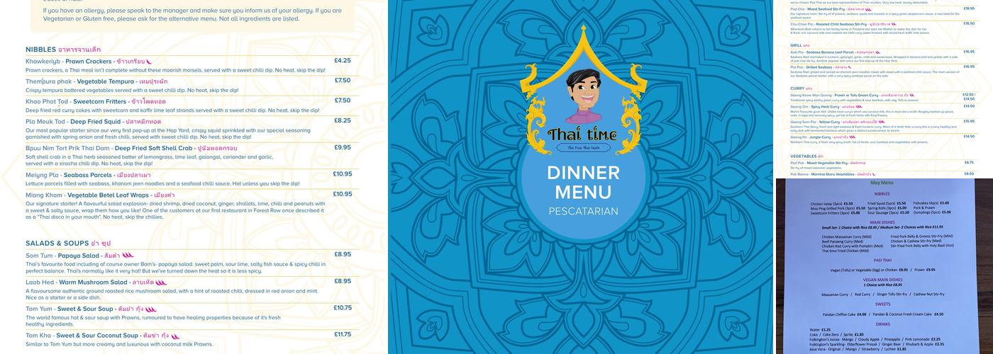 Thai Time @ Forest Row Menu
