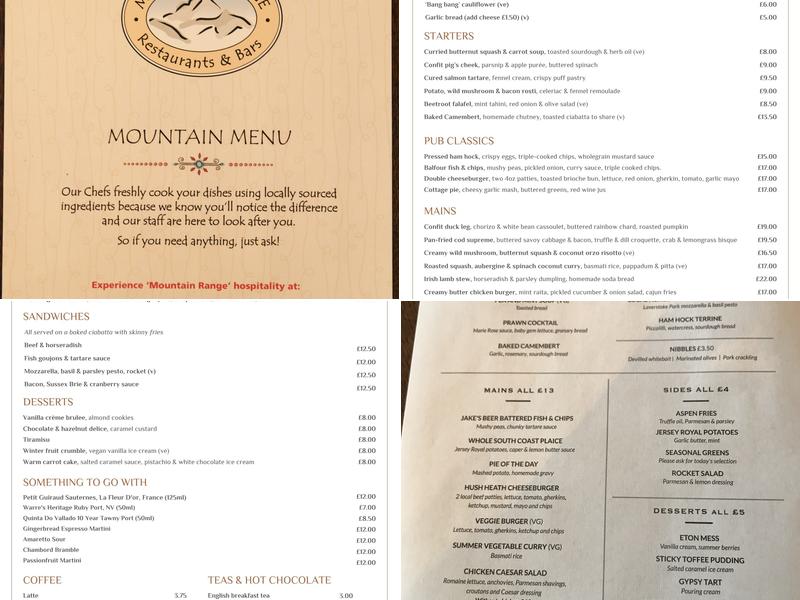 The Swan at Forest Row Menu