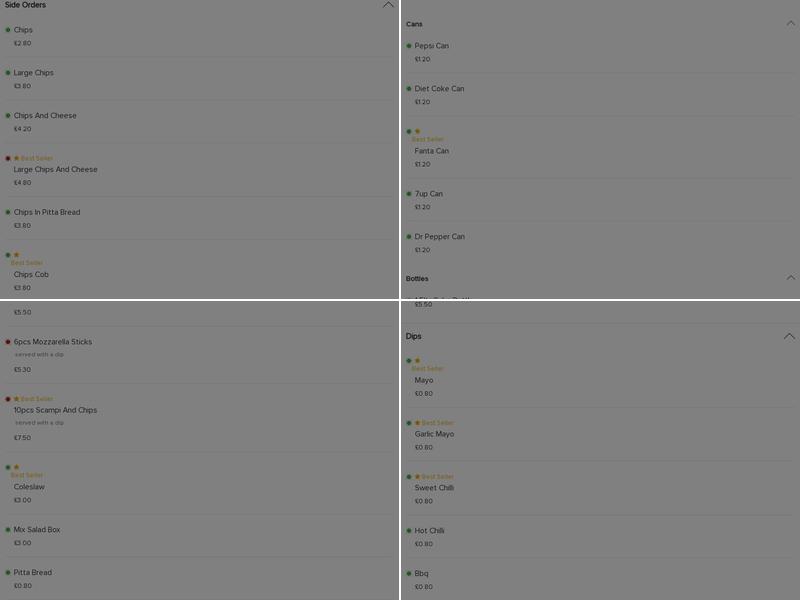 Pizzeria Mansfield Menu