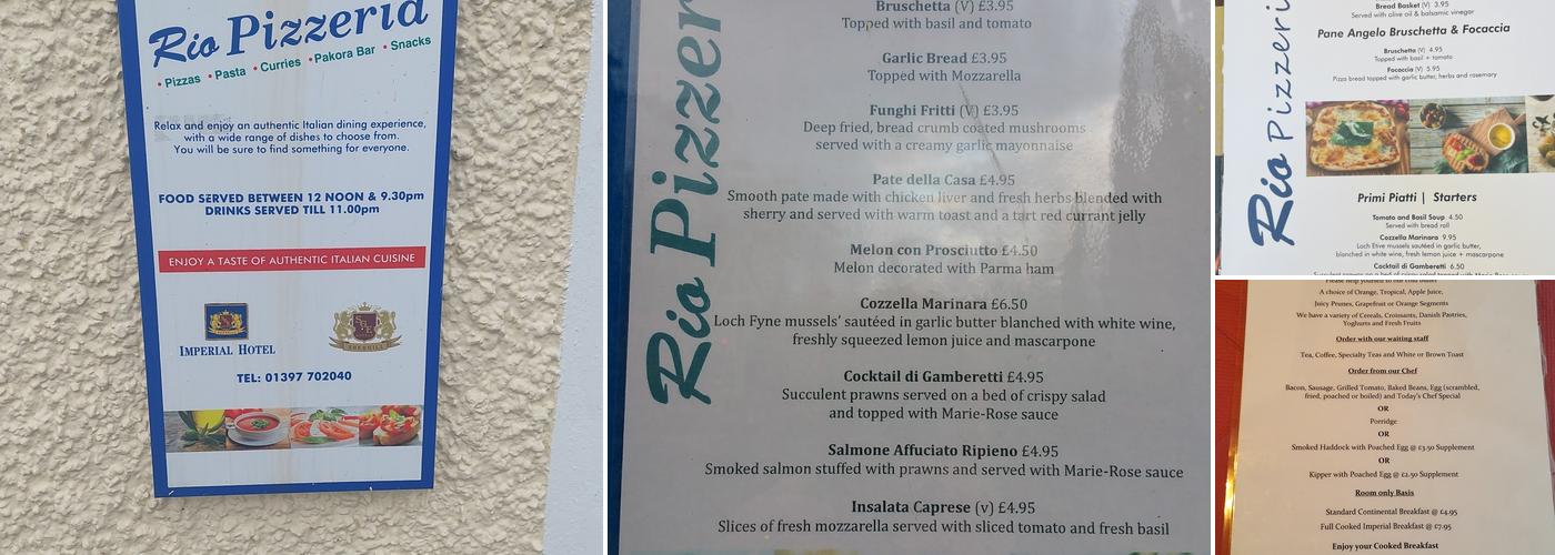 Rio Pizzeria Menu