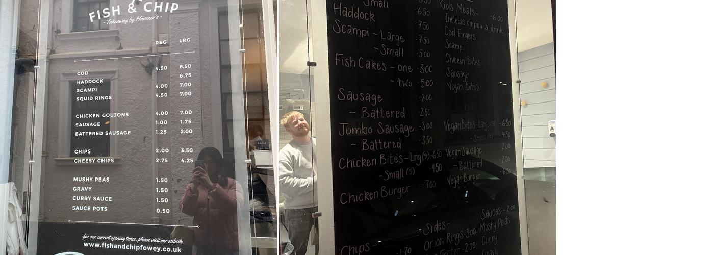 Fowey Fish and Chips Menu