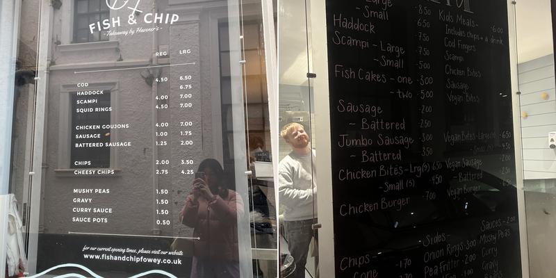 Fowey Fish and Chips Menu