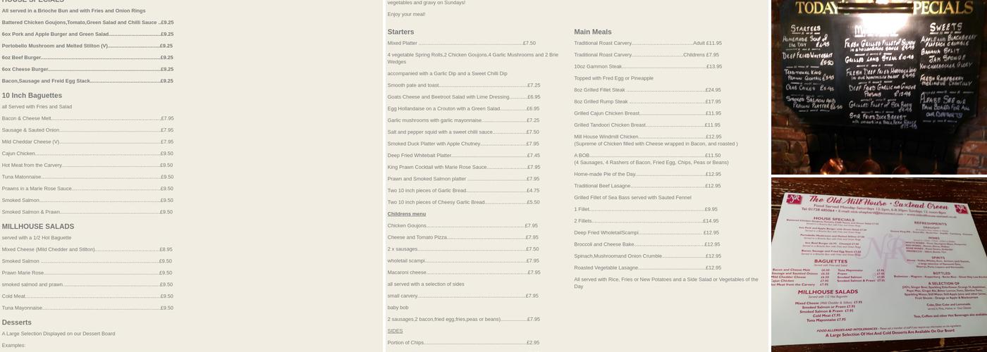 Old Mill House Saxtead Menu