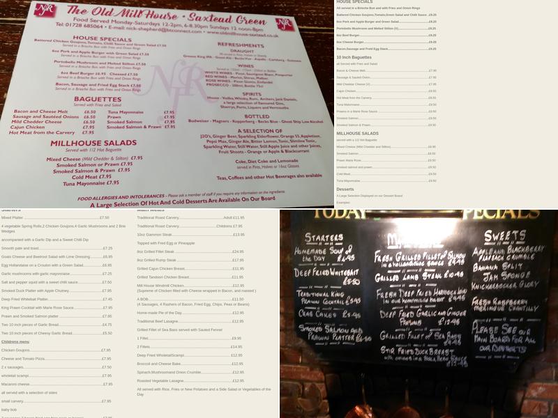 Old Mill House Saxtead Menu