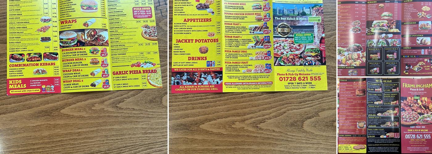 Framlingham Pizza & Grill Menu