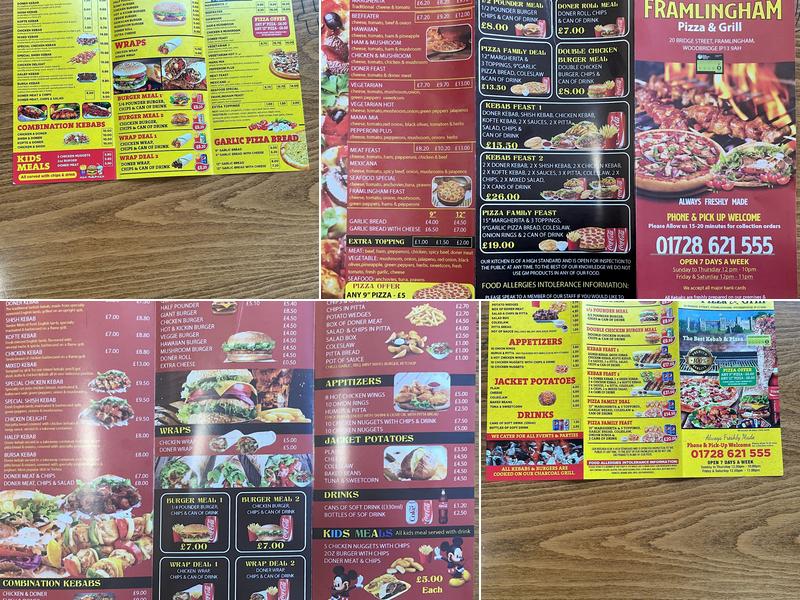 Framlingham Pizza & Grill Menu