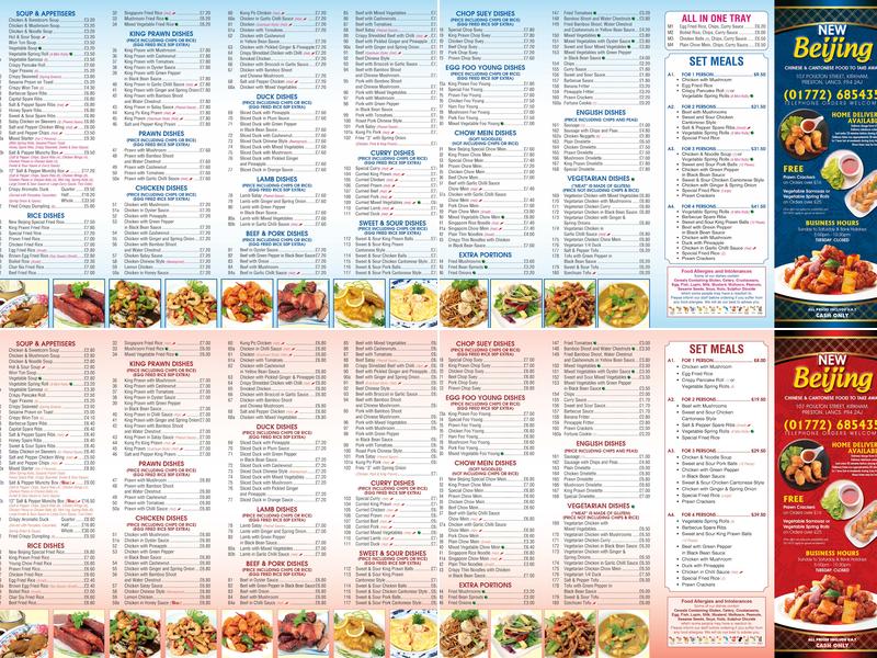 New Beijing Chinese Takeaway Menu