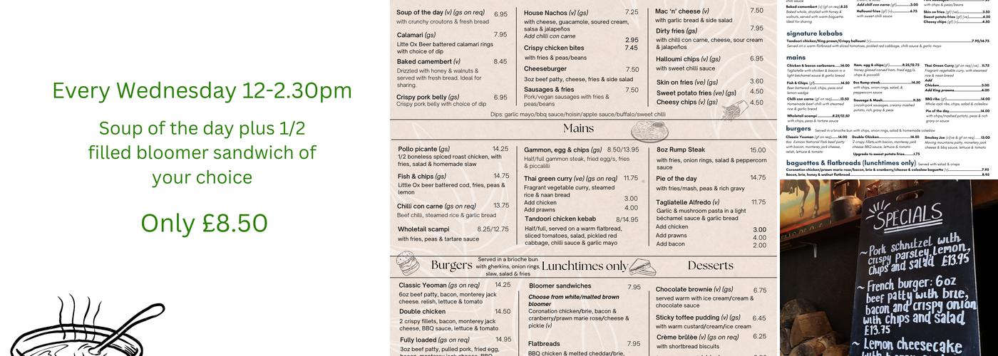 The Oxfordshire Yeoman Menu