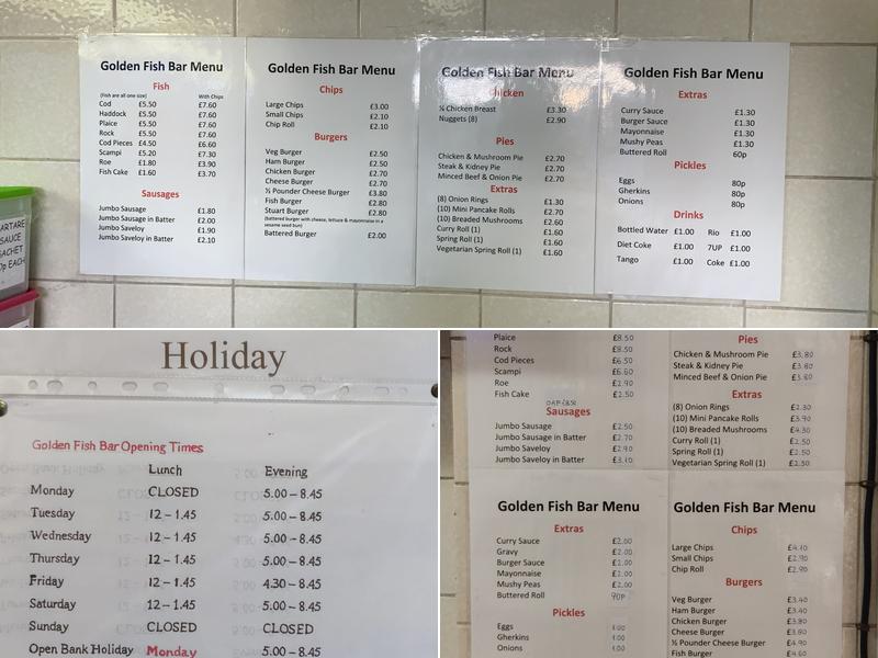Golden Fish Bar Menu
