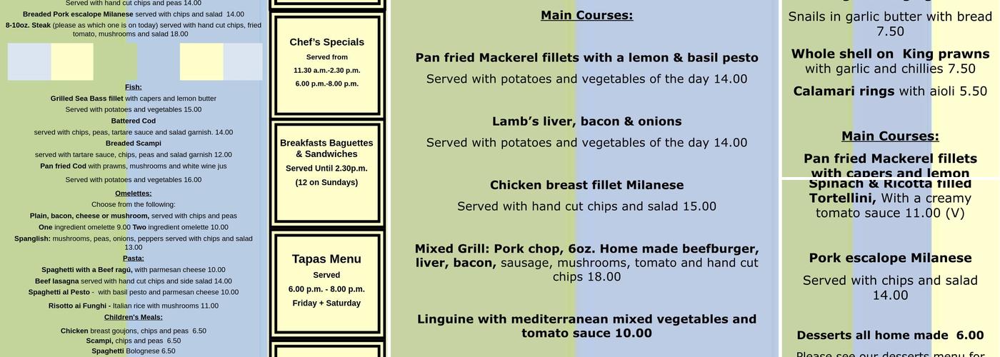 The Naze Cafe & Takeaway Menu