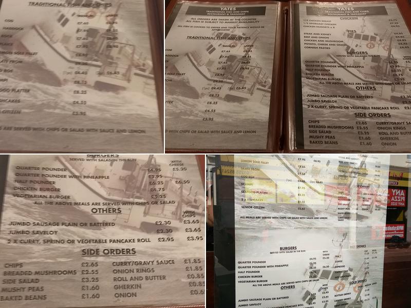 Yates Fish Bar Menu